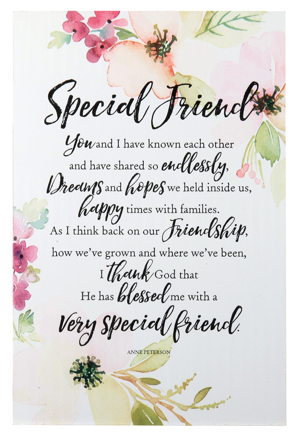 Woodland Grace Plaque: Special Friend Pink/Floral