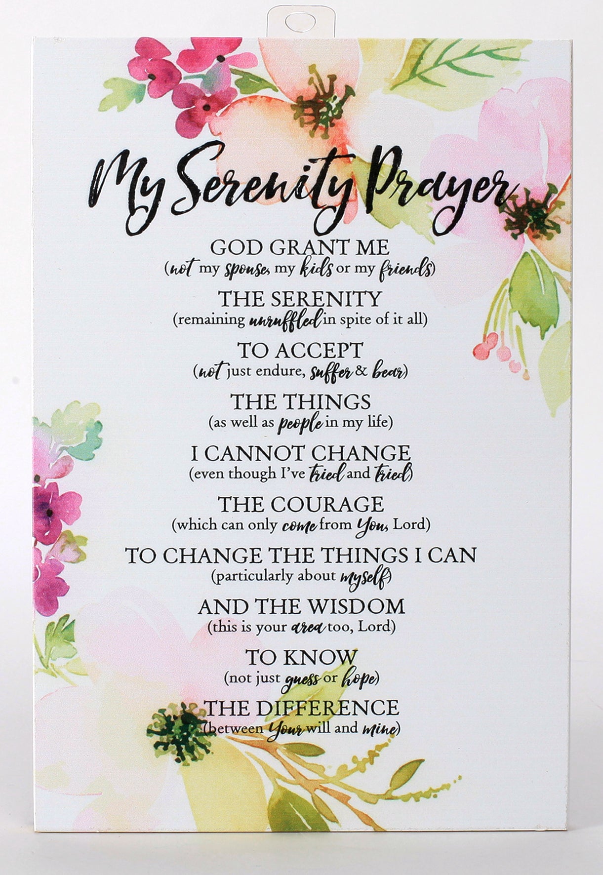 Woodland Grace Plaque: My Serenity Prayer, Pink/Floral