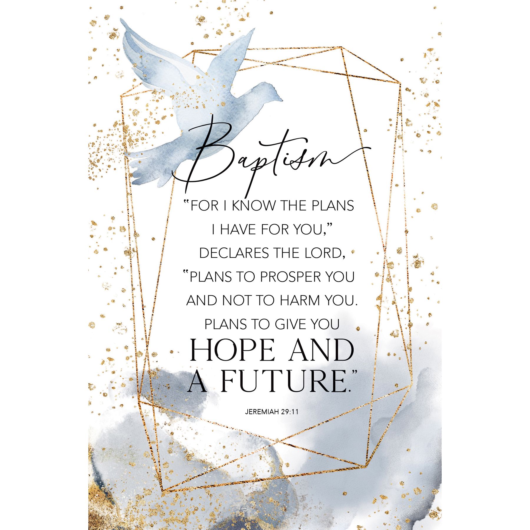 Heaven Sent Plaque: Baptism, Jer. 29:11, dove, Mdf With Black Vinyl Edge