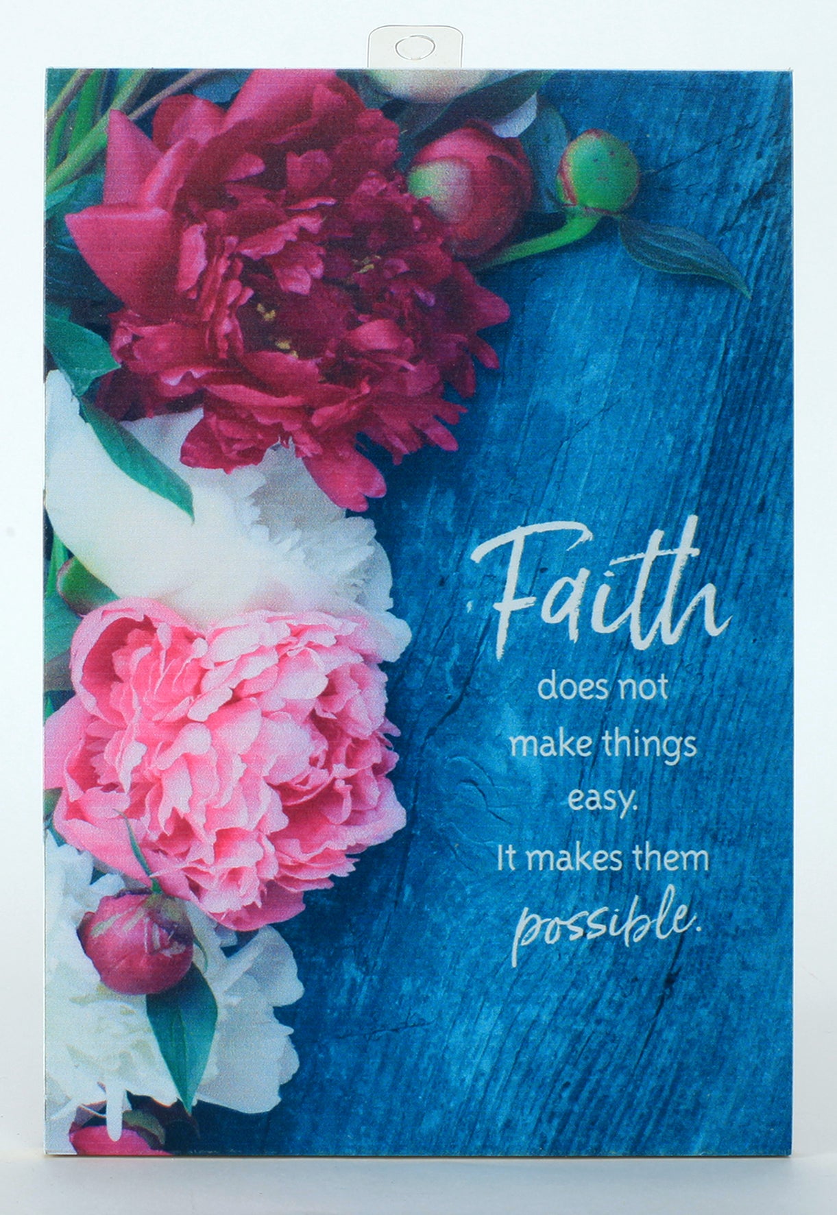 New Horizons Bright Plaque: Faith Does Not Make Things Easy, It Makes Them Possible, Aqua/Floral