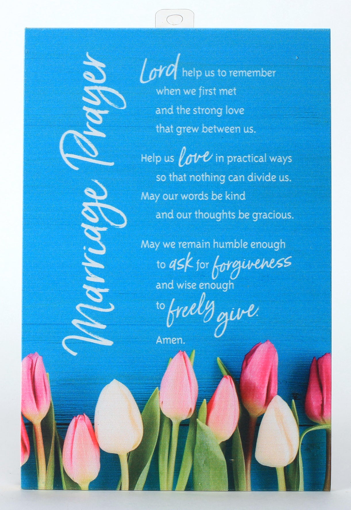 New Horizons Bright Plaque: Marriage Prayer, Aqua/Coloured Tulips