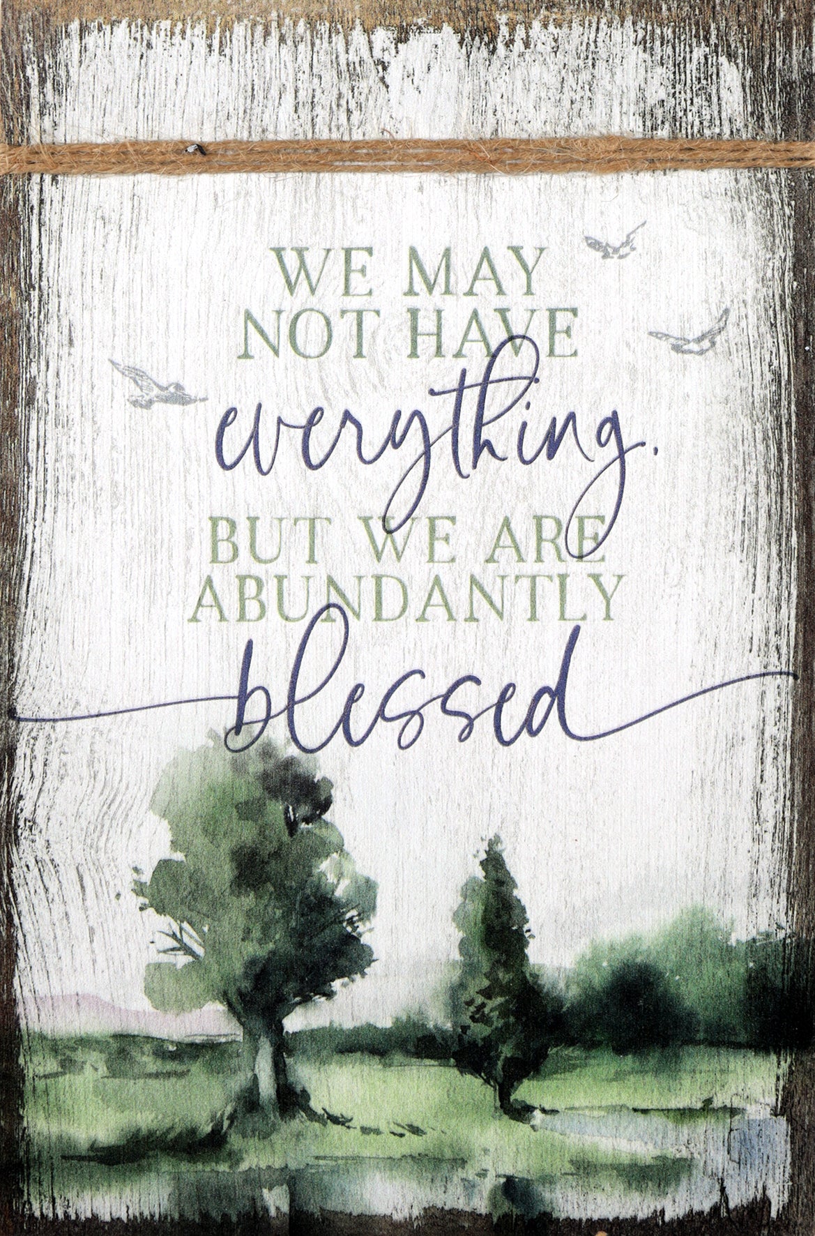 Timeless Twine Accented Plaque: Blessed, Mdf With Natural Edge