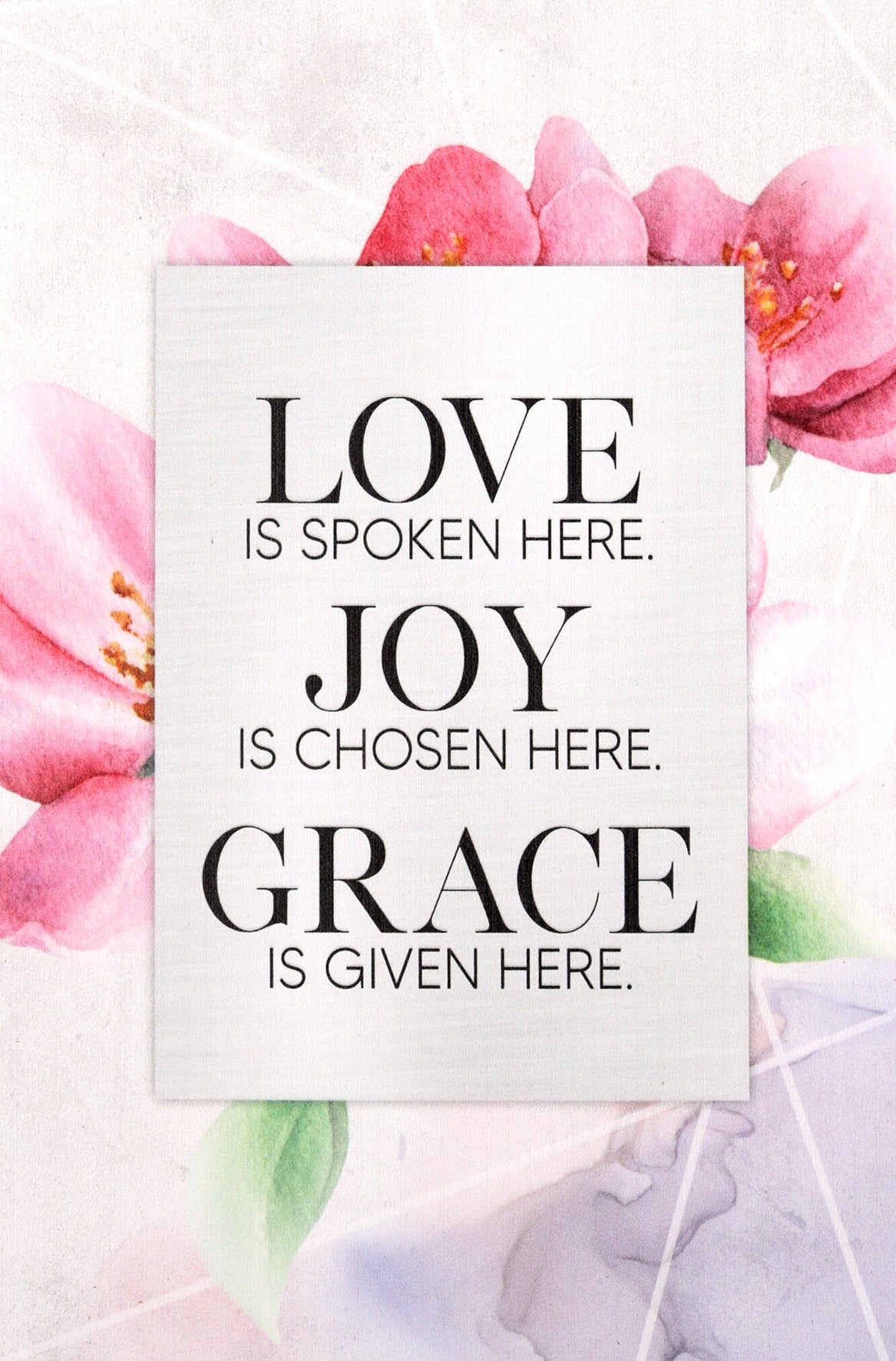 Renew My Soul Plaque: Love, Joy, Grace, Mdf With Silver Edge