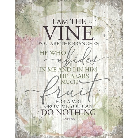 New Horizons Plaque, Mdf: I Am the Vine, John 15:5, Grape Clusters, Natural Edge