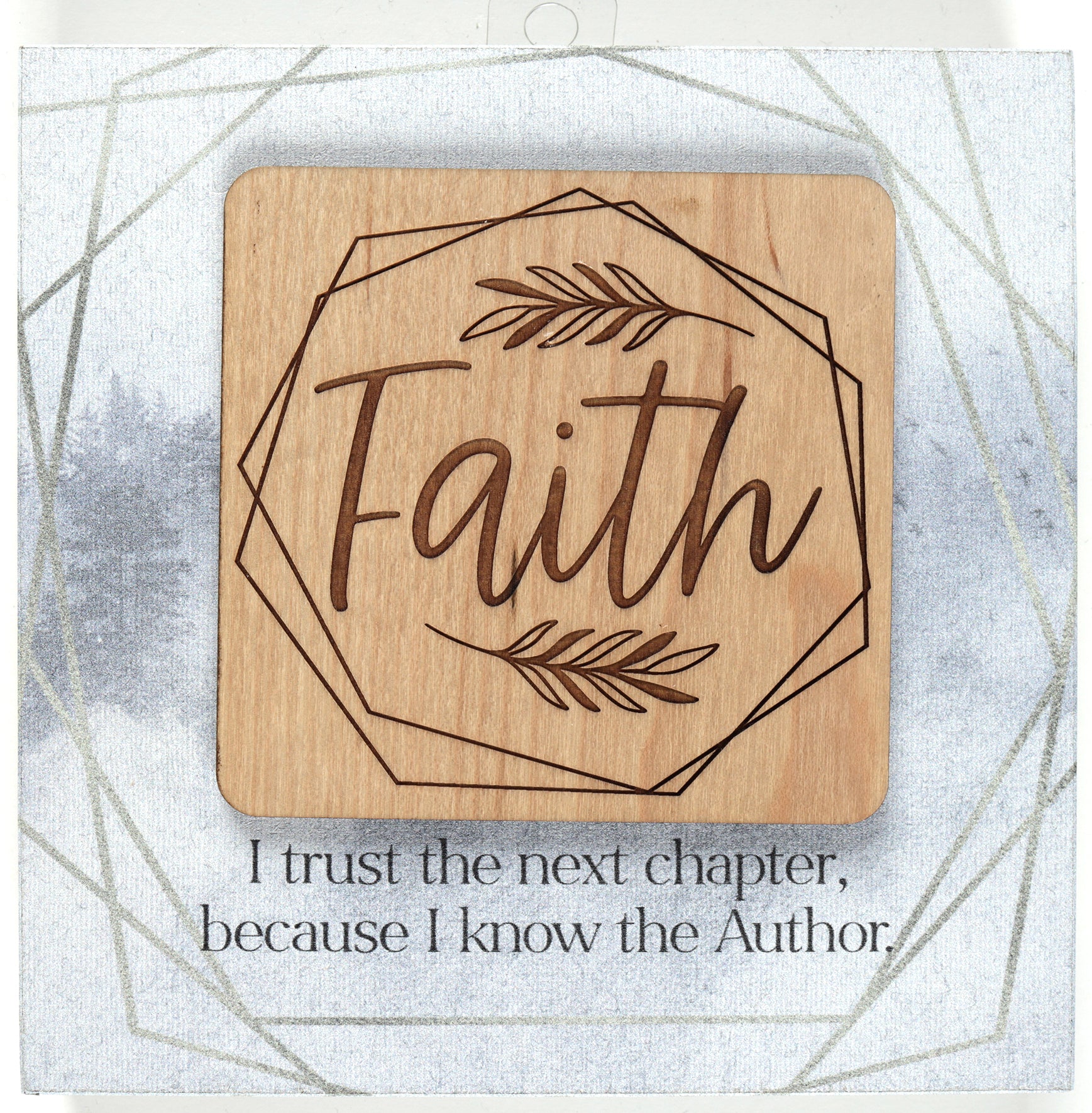 Meadowwood Plaque: Faith, Laser Engraved Wood Square Mounted on Mdf With Silver Edge