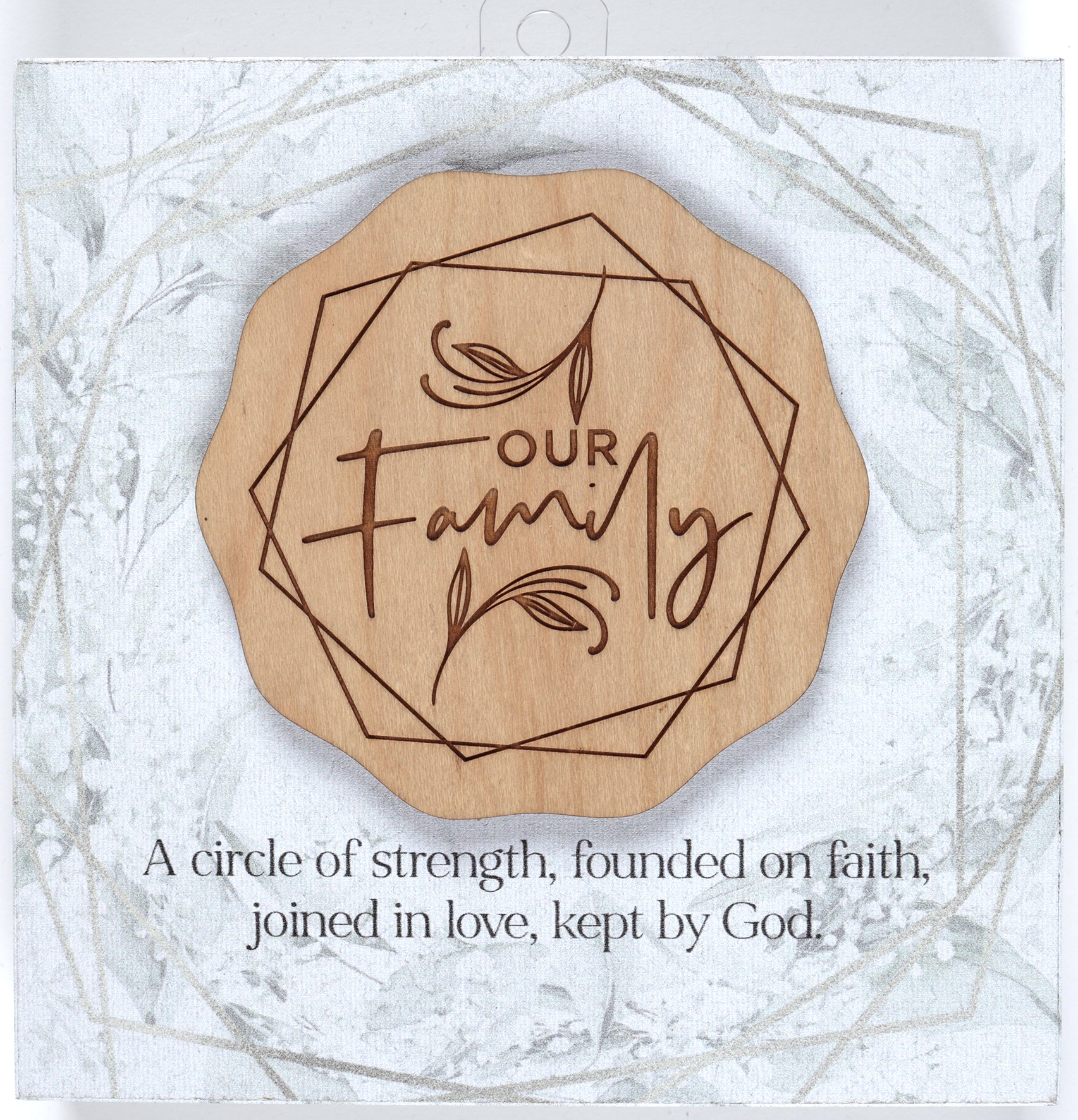 Meadowwood Plaque: Our Family, Laser Engraved Wood Mounted on Mdf With Silver Edge