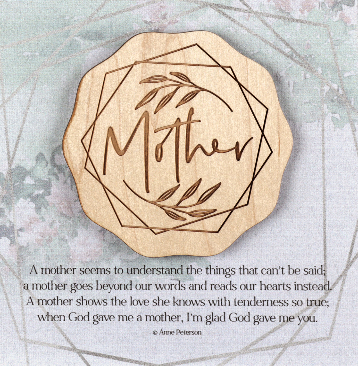 Meadowwood Plaque: Mother, Laser Engraved Wood Mounted on Mdf With Silver Edge