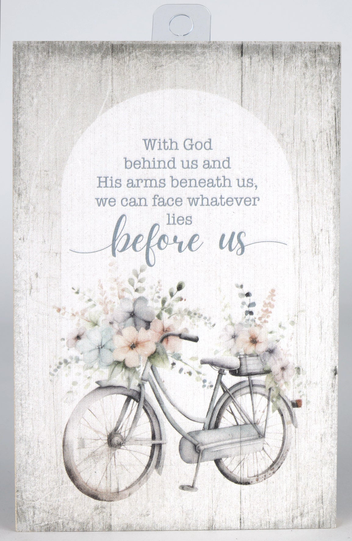 Plaque (MDF): With God Behind Us- Mini Blessings