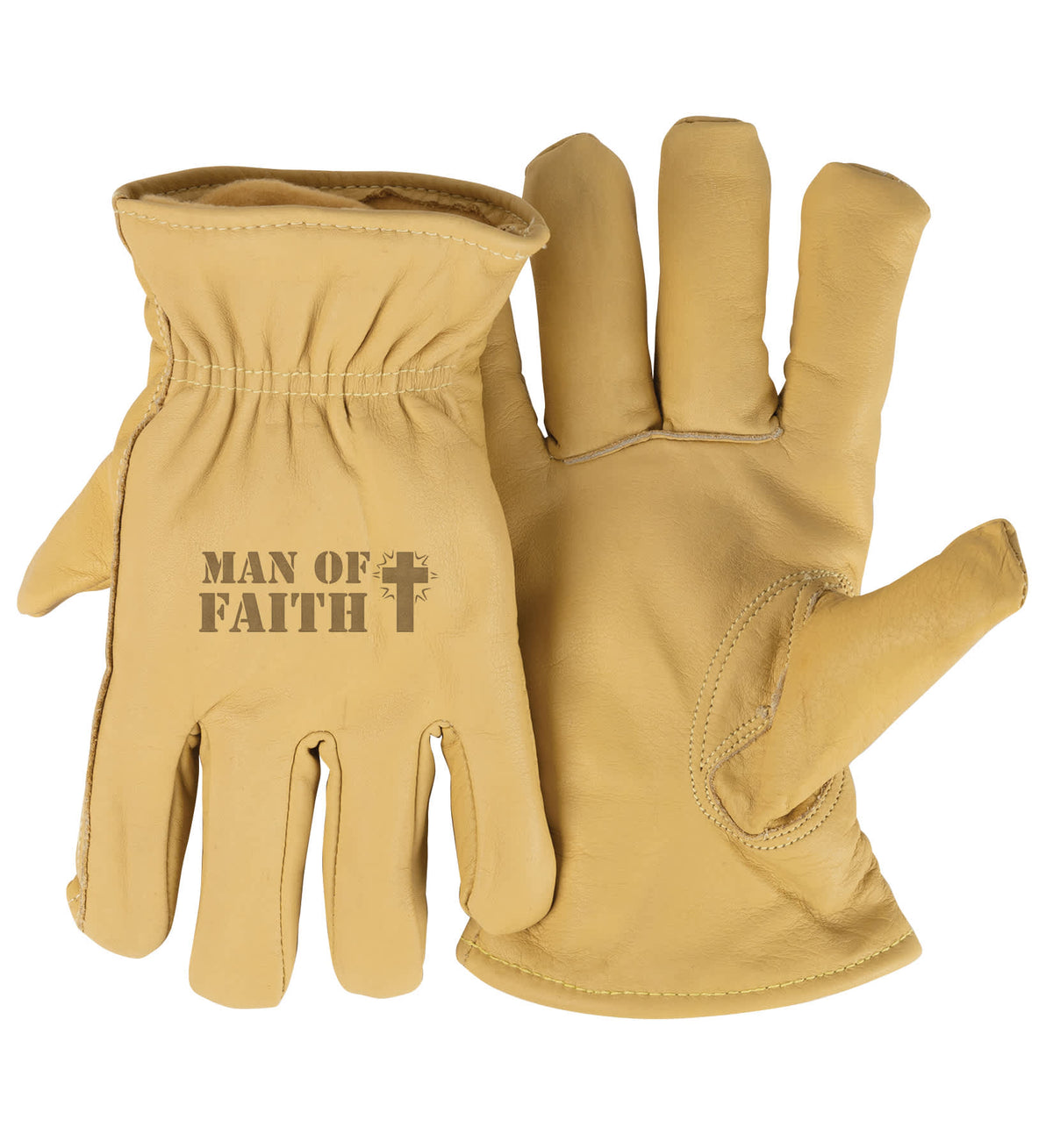 Trailblazer Cowhide Leather Gloves Lined With 100-Gram 3M Thinsulate: Man of Faith, Medium