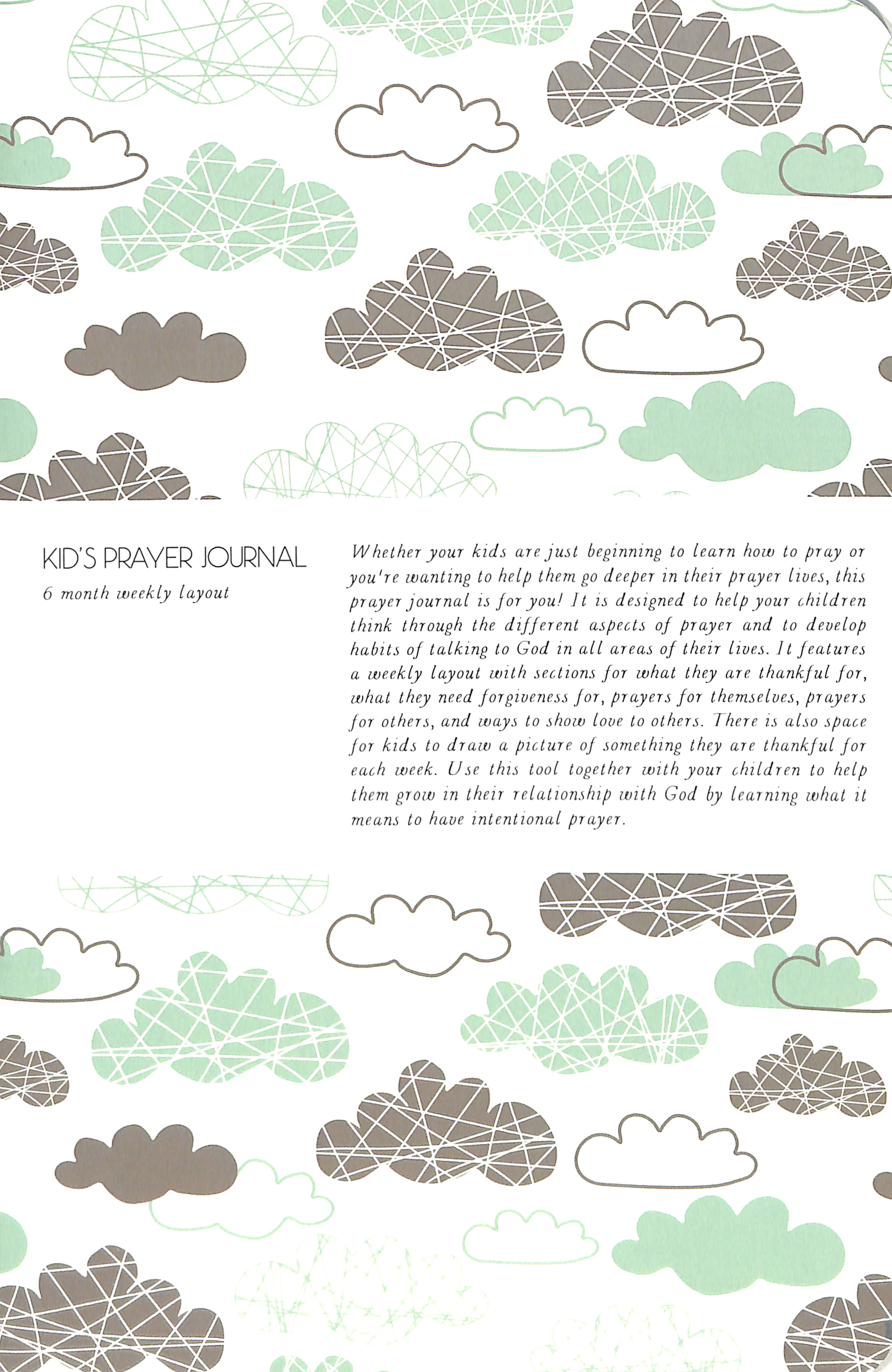 Kids Prayer Journal: 6 Month Weekly Layout (Clouds)