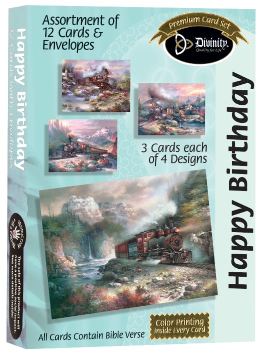 Boxed Cards Happy Birthday: Trains