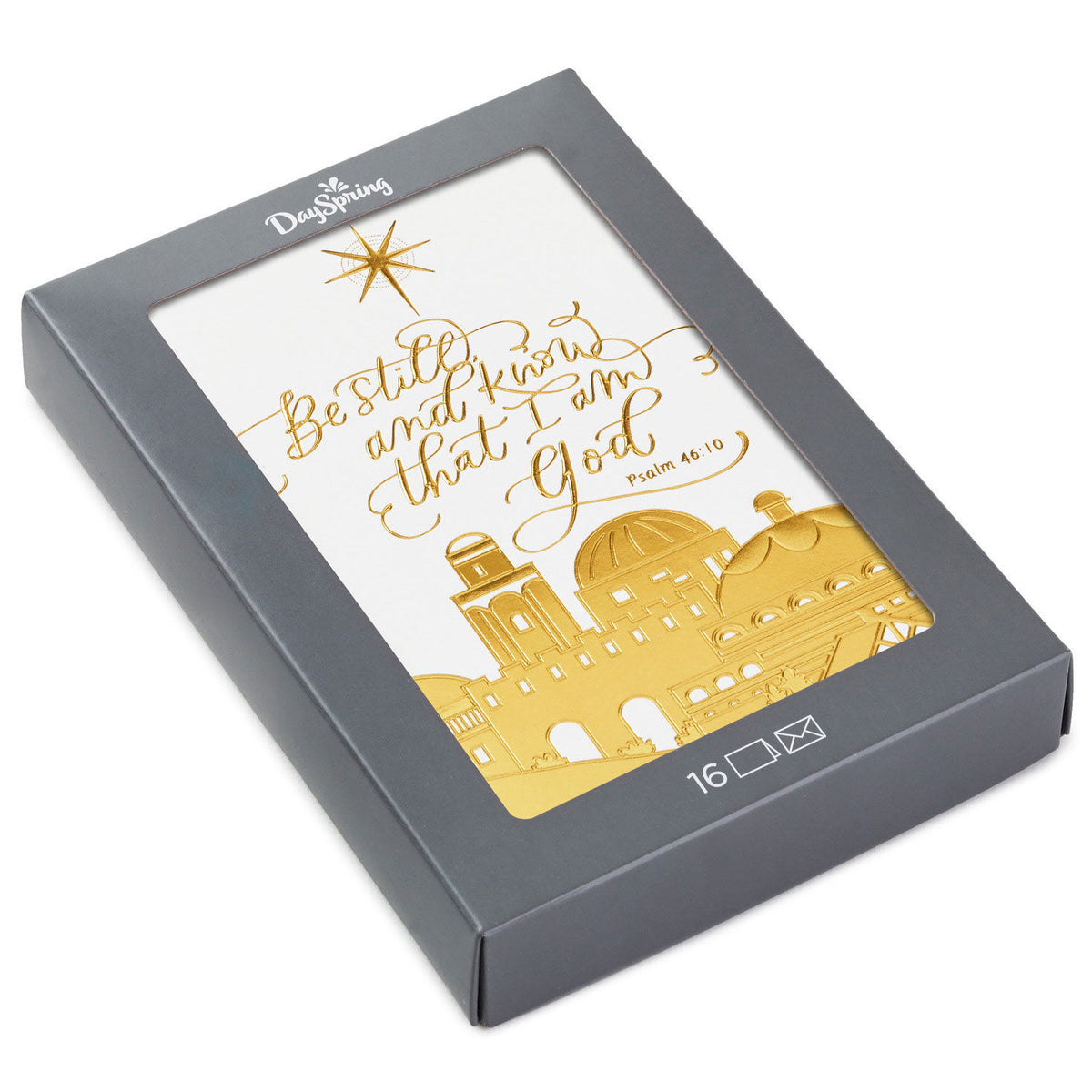 Christmas Boxed Cards: Gold Bethlehem, 16 Cards & 16 Envelopes
