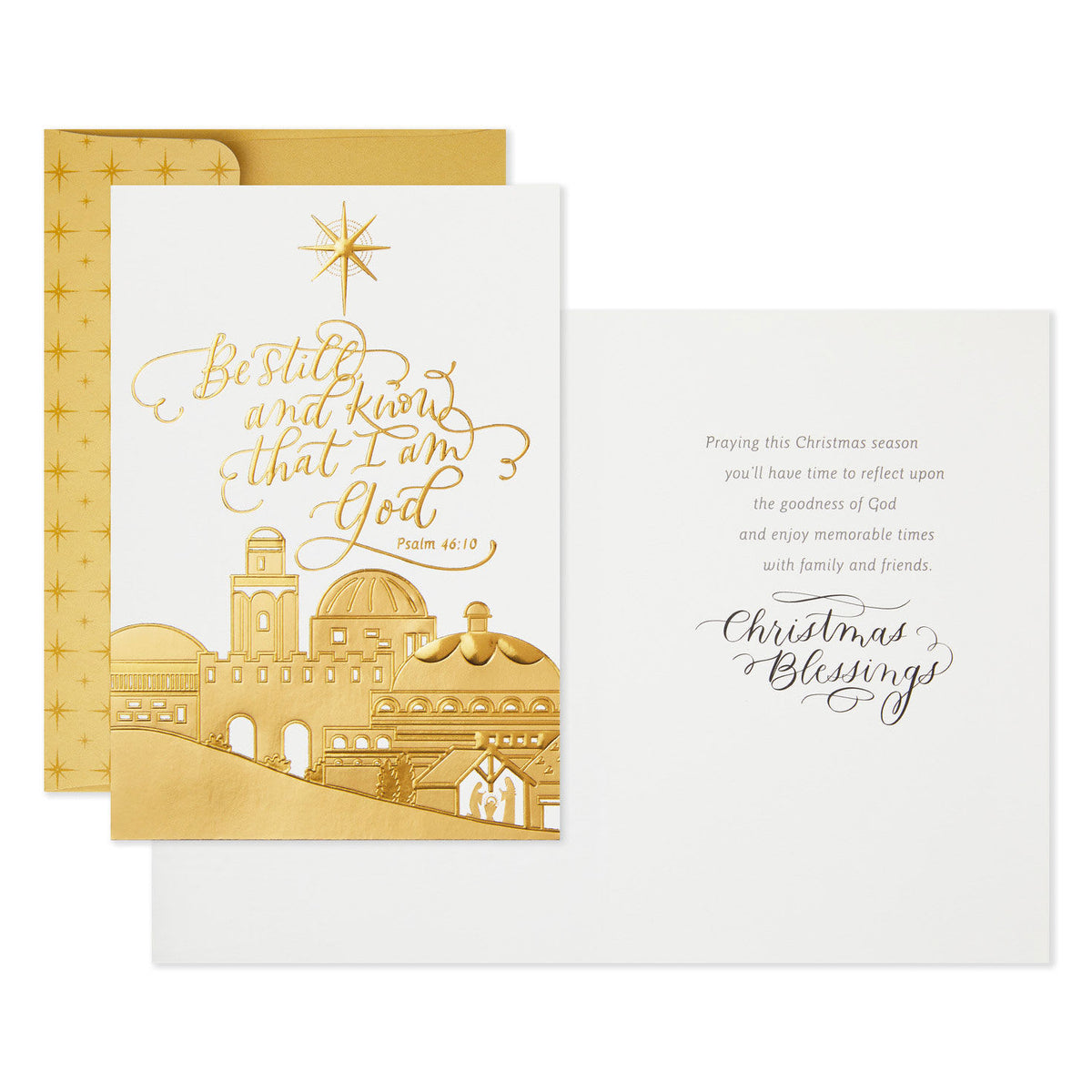 Christmas Boxed Cards: Gold Bethlehem, 16 Cards & 16 Envelopes