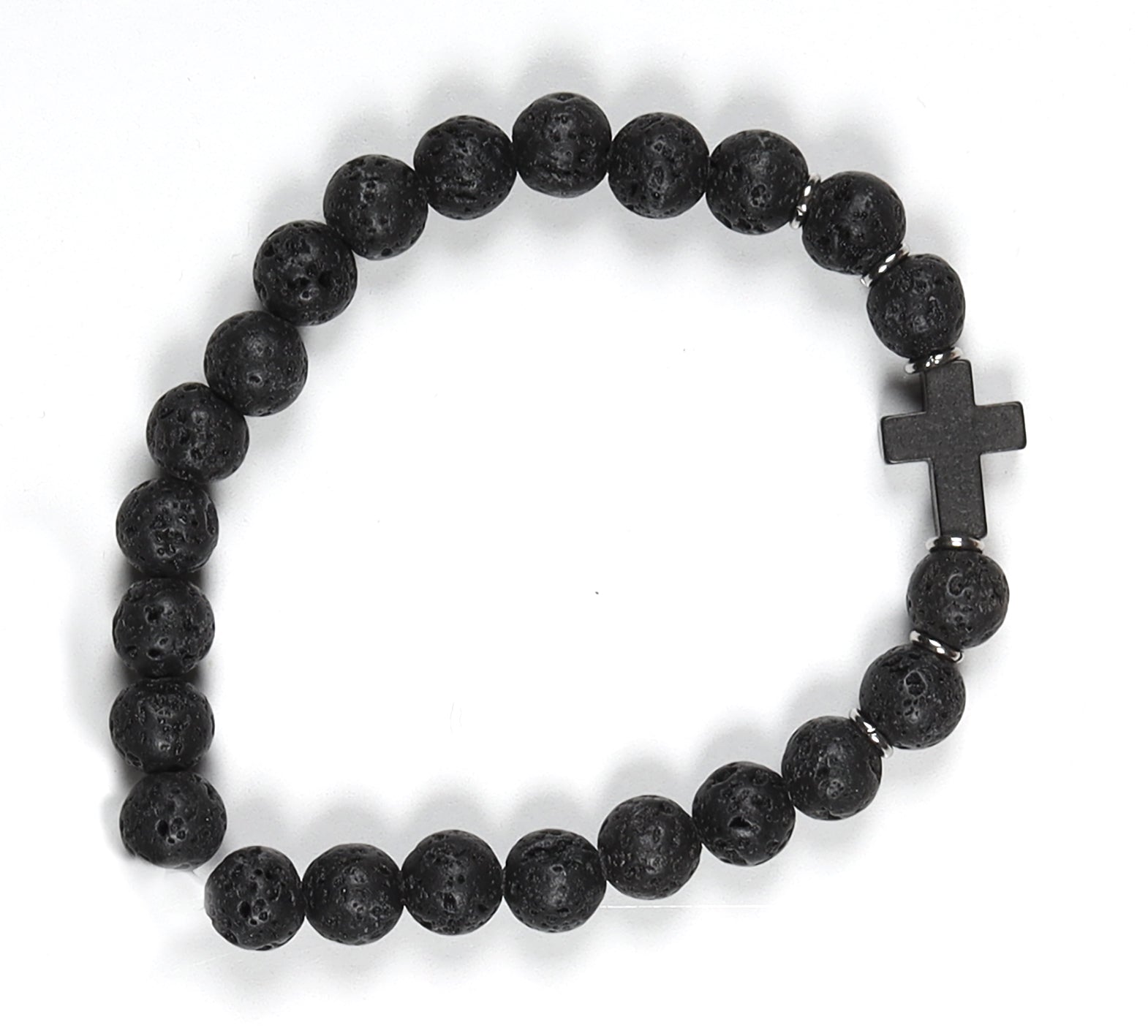 Just For Him Bracelet: Cross, Lava Rock Beads