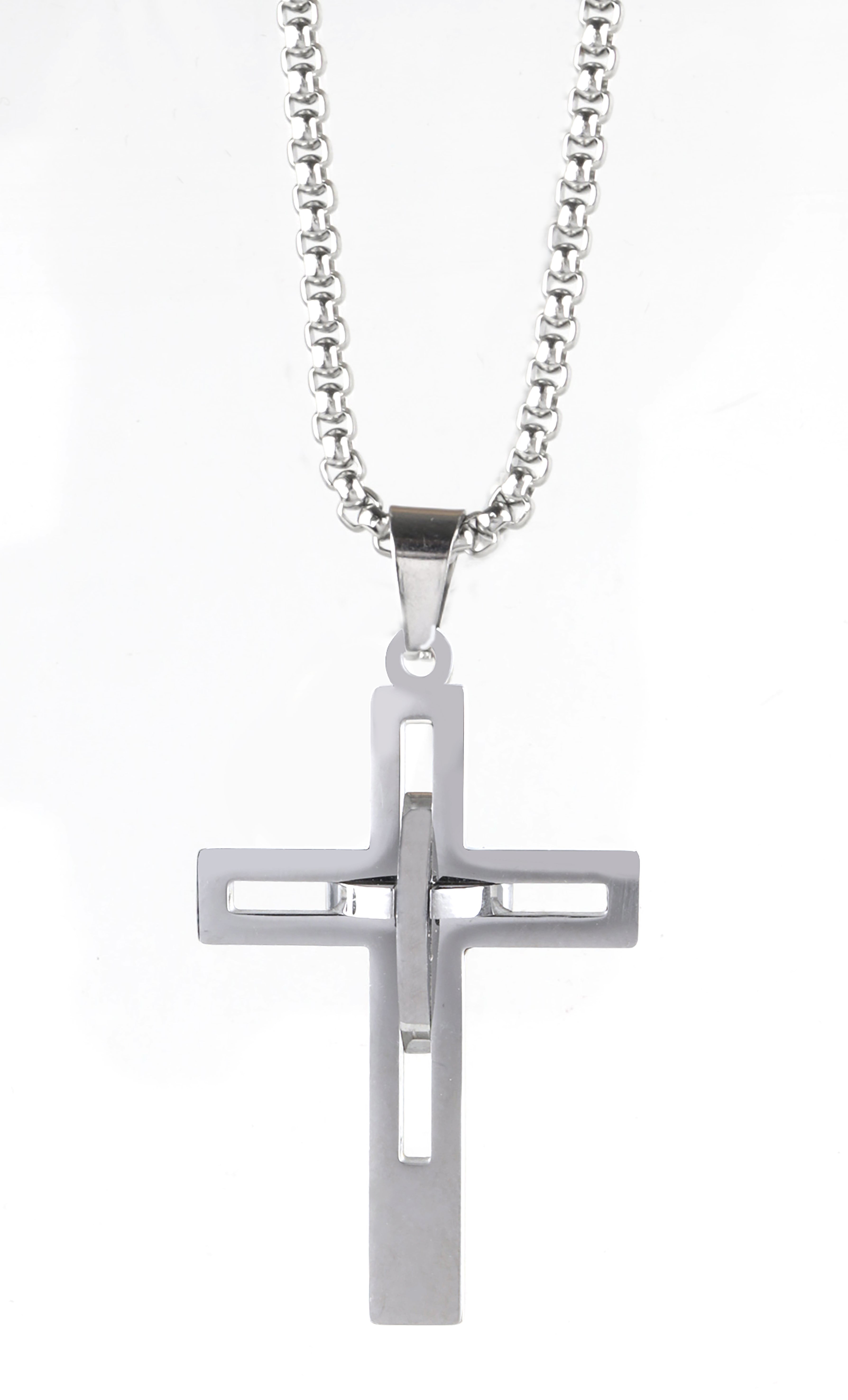 Just For Him Necklace: Cross, Silver, 61Cm in Length, Stainless Steel