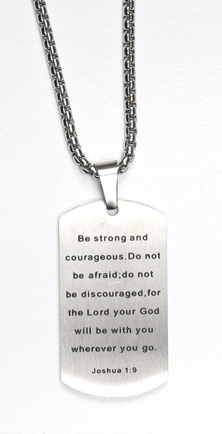 Just For Him Dog Tag, Silver 61 Cm (Joshua 1: 9)