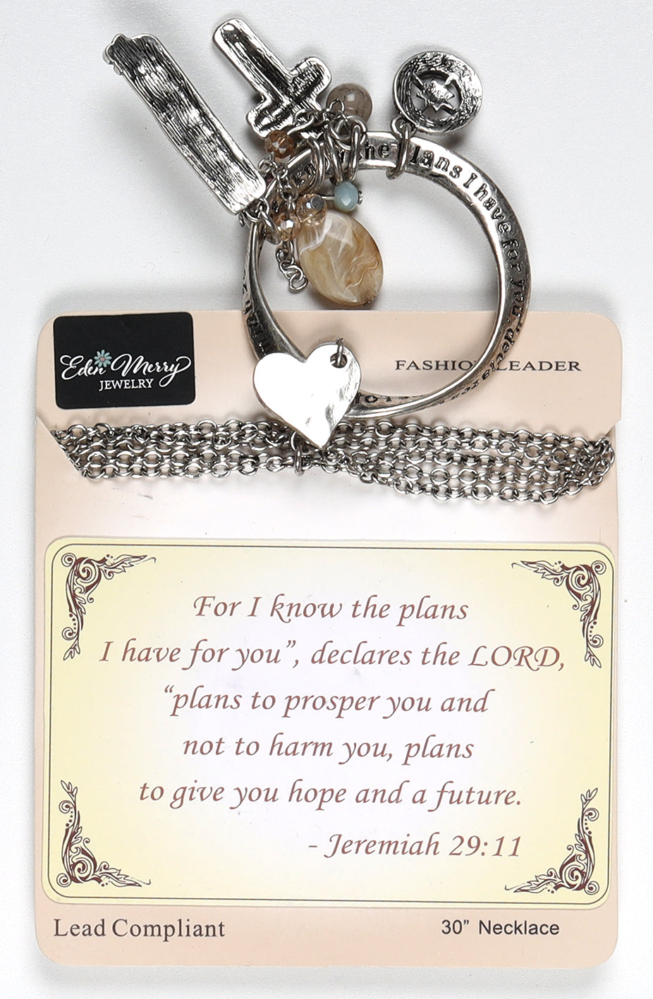 Necklace: Jeremiah 29:11 Zinc Base, Brass Overlay (76 Cm)