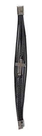 Just For Him Leather Bracelet: Cross, Silver, Stainless Steel With Magnetic Clasp