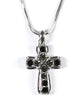 Pendant Necklace: Cross, Black/Silver, 45 Cm, With Austrian Crystals