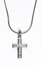 Pendant Necklace: Cross, 45 Cm, With Austrian Crystals