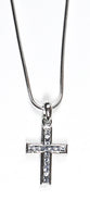 Pendant Necklace: Cross, 45 Cm, Blue With Austrian Crystals