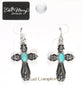Earrings: Crosses, Silver & Turquoise, Zinc Based