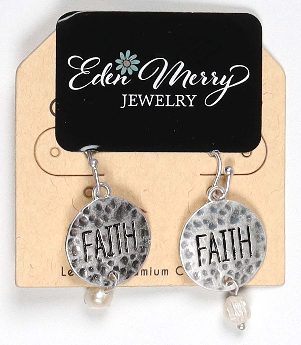 Earrings: Faith, Silver and Fresh Water Pearls, Rhodium Plating