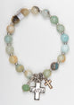 Story Bracelet: Stretchable, Semi-Precious Stones With Cross Bead, 20Cm