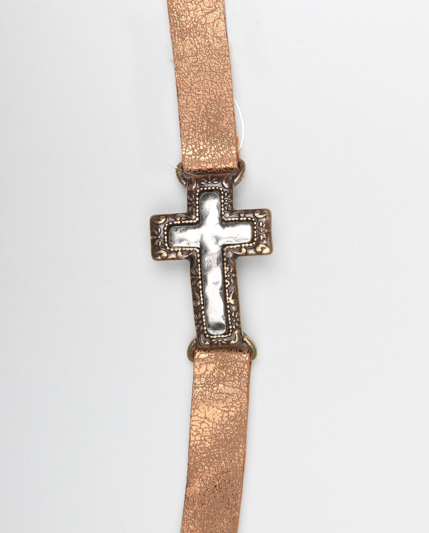 Leather Bracelet: Cross, 20Cm, Snap Closure