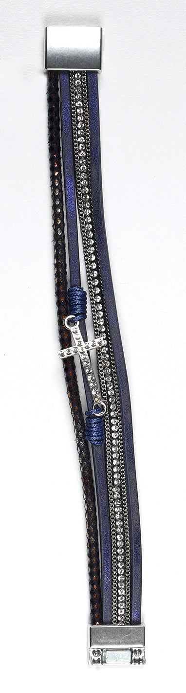 Magnetic Bracelet: Navy Sparkle Cross