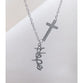 Scripted Necklace, Stainless Steel: Silver Hope With Cross, 51Cm Chain
