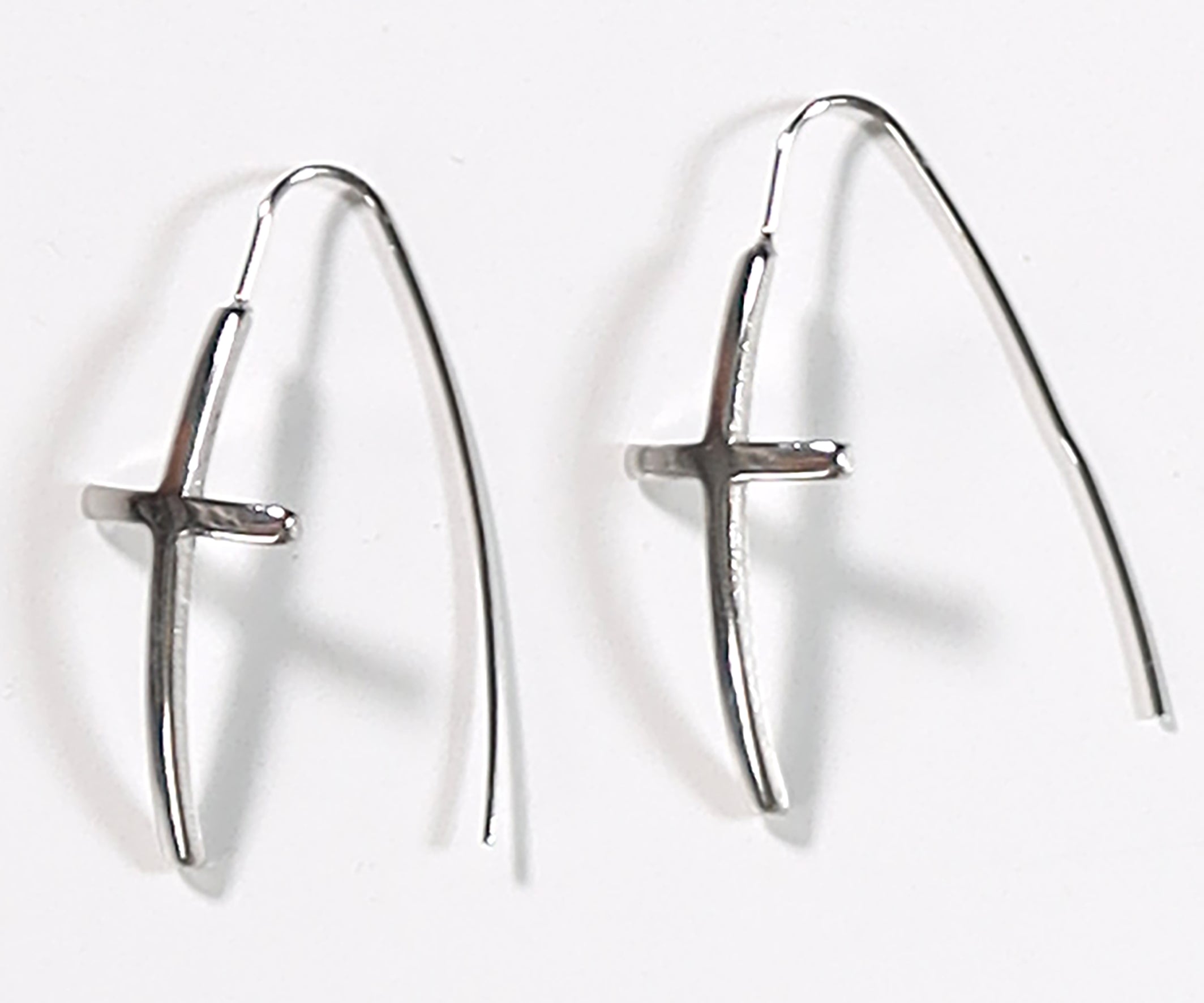 Earrings: Cross, Simple Silver, Zinc Based