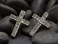 Earrings, Zinc: Silver Cross Studs