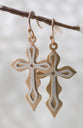 Earrings: Silver/Gold Cross, Brass base with Silver and Gold Overlay and Rhodium plating that prevents tarnishing.  Fish Hook Back