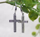 Earrings: Silver Cross French Hook, Brass Base with Rhodium plating and Silver overlays, Cubic Zirconia Accents, Clasp Closure