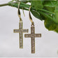 Earrings: Gold Cross French Hook, Brass Base with Rhodium plating and Gold overlays, Cubic Zirconia Accents, Clasp Closure