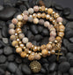 Story Stretch Bracelet: Set of Three, Semi-Precious Stone Beads With 18K Gold Plated Charms