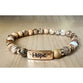 Bracelet: Hope Beaded, Semi-Precious Natural Stones, Accent Piece with Brass base and Gold Overlay. Stretchable