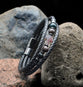 Bracelet, Mens: Cross Leather/Nat Stone Brown Onyx/Smokey Quartz (Leather, Semi-Precious Stones, Magnetic Closure)