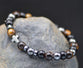 Bracelet, Mens: Cross Beaded W/Pryr Card Tiger Eye (Semi-Precious Stones, Stretchable)