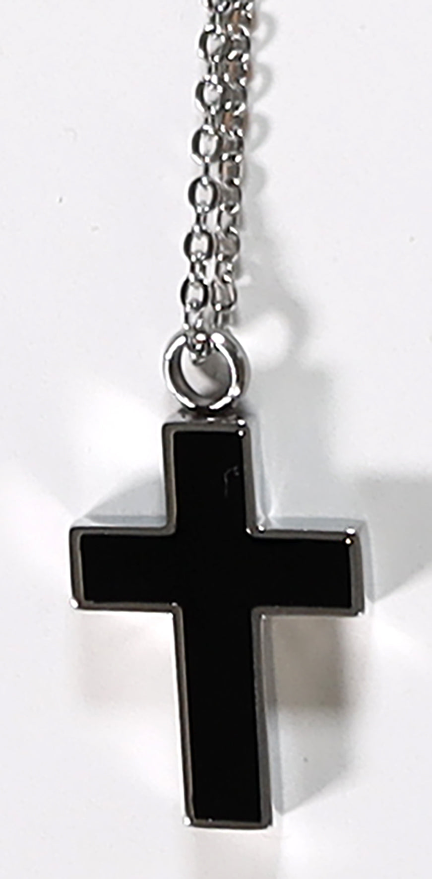 Remembrance Necklace: Cross, Stainless Steel and Black Enamel (51 Cm)
