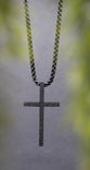 Necklace, Stainless Steel: Black Sparkle Cross, 58Cm Chain