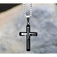 Necklace: Just for Him Silver/Black Cross, Stainless Steel with Black & Silver overlays, Clasp Closure