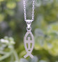 Necklace: Ichthus/Cross, Sterling Silver, Clasp Closure