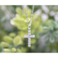 Necklace: Small Cross, Brass Base with Rhodium plating and Cubic Zirconia Accents, Clasp Closure