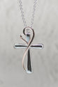 Necklace: Cross W/Rose Gold Heart (Copper base with Rhodium Plating, Lobster Clasp)