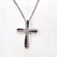 Necklace: Black/Clear Cross (Copper base with Rhodium Plating, Austrian Crystal Accents, Lobster Clasp)