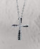 Necklace: Black/Clear Cross (Copper base with Rhodium Plating, Austrian Crystal Accents, Lobster Clasp)