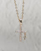 Necklace: Gold Cross/Sml Cross (Zinc Base with Gold Overlay, Austrian Crystal Accent, Lobster Clasp)