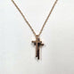 Necklace: Rose Gold Dbl Cross (Stainless Steel with Rose Gold Overlay, Austrian Crystal Accent, Lobster Clasp)